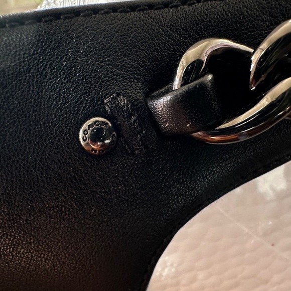 COACH Garland Snakeskin Slingback Kitten Heels Leather Chain Accent Size 9 - Picture 11 of 16